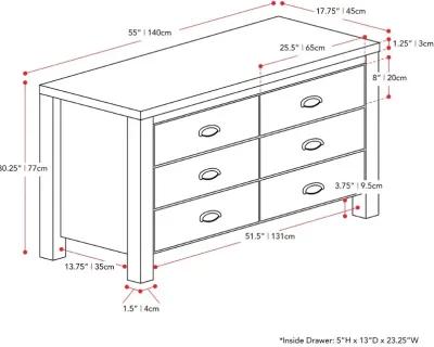 Boston Contemporary Black Six Drawer Dresser