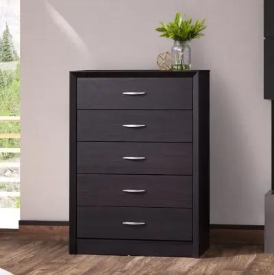 Newport Contemporary Black Five Drawer Tall Dresser