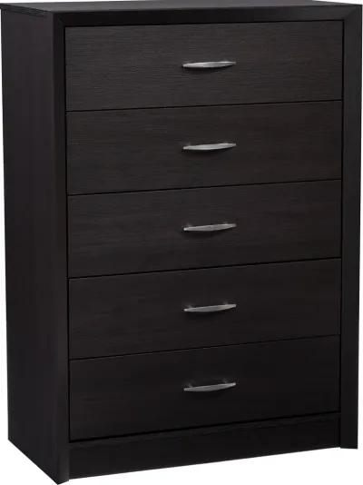 Newport Contemporary Black Five Drawer Tall Dresser