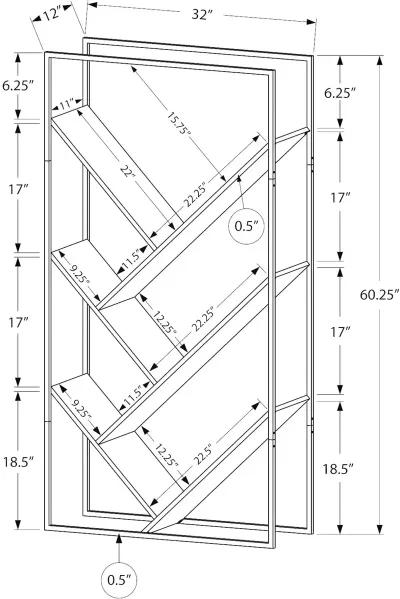 Cliff Contemporary 60" Gray Bookcase