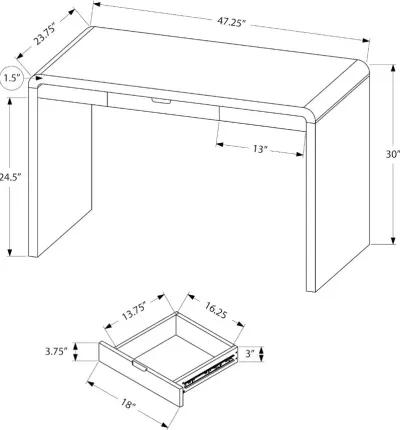 Modern 48 Inch Glossy White Computer Desk