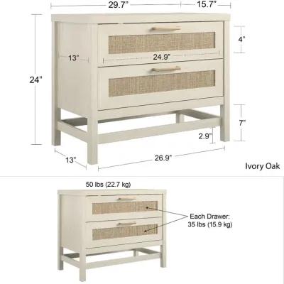 Lennon Ivory Oak Two Drawer Nightstand