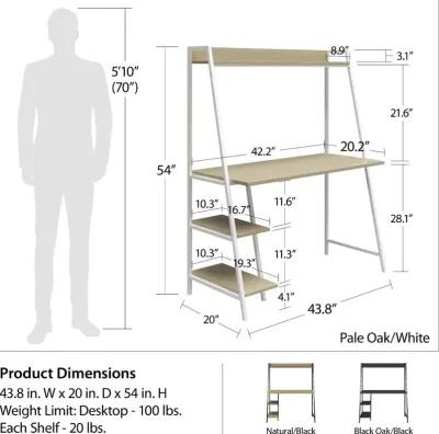 Bushwick Transitional Pale Oak and White Metal Ladder Desk