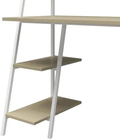 Bushwick Transitional Pale Oak and White Metal Ladder Desk