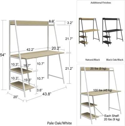 Bushwick Transitional Pale Oak and White Metal Ladder Desk