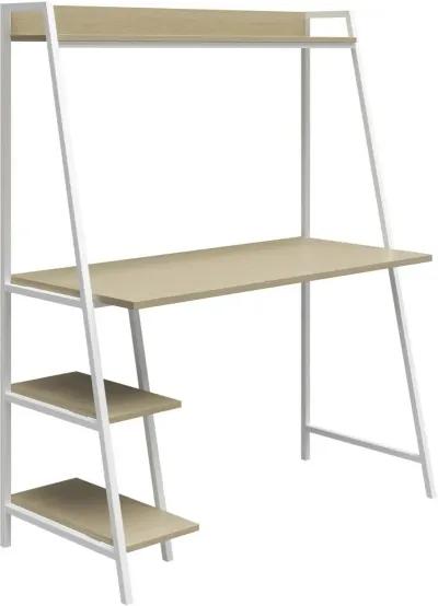 Bushwick Transitional Pale Oak and White Metal Ladder Desk