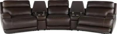 Brooks Chestnut 5-Piece Power Reclining Home Theater Seating