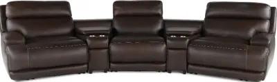 Brooks Chestnut 5-Piece Power Reclining Home Theater Seating