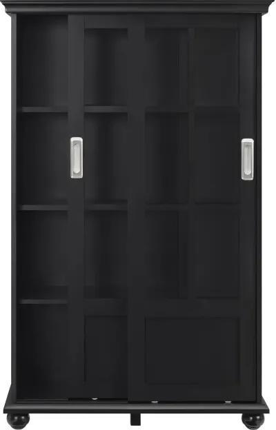 Aaron Lane Black Bookcase with Sliding Glass Doors