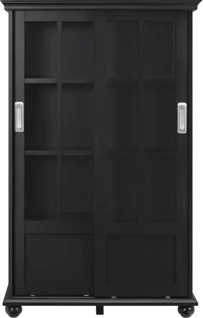 Aaron Lane Black Bookcase with Sliding Glass Doors