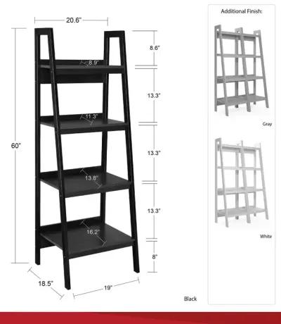 Lawrence White 4-Shelf Ladder Bookcases, Set of 2