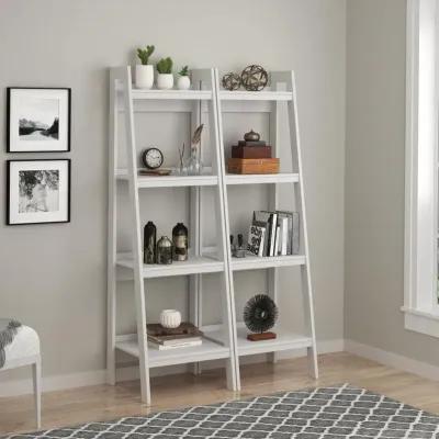 Lawrence White 4-Shelf Ladder Bookcases, Set of 2