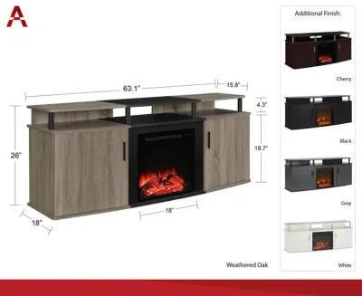 Carson Transitional Gray Electric Fireplace TV Console