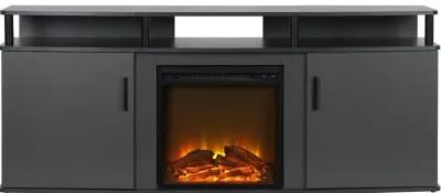 Carson Transitional Gray Electric Fireplace TV Console