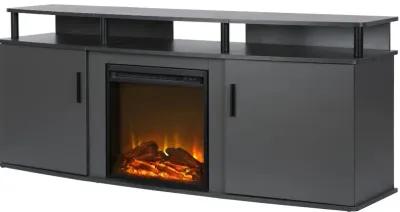 Carson Transitional Gray Electric Fireplace TV Console