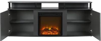 Carson Transitional Gray Electric Fireplace TV Console