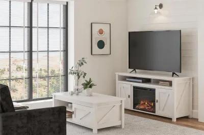 Farmington Ivory Oak 60" Electric Fireplace TV Console