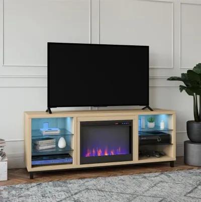 Lumina Modern Blonde Oak Deluxe Fireplace TV Stand