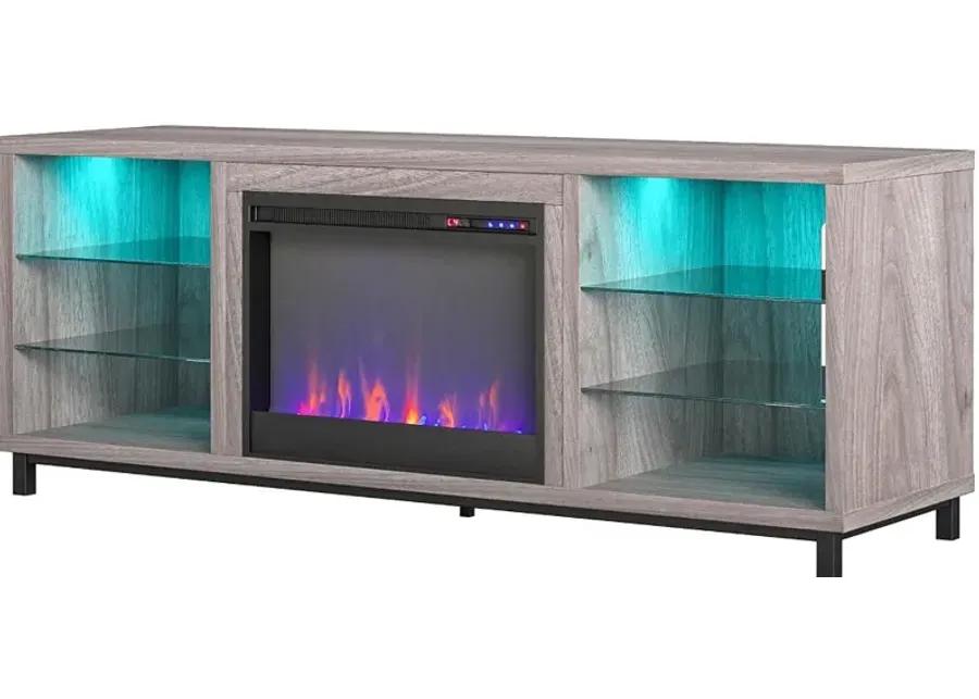 Lumina Modern Light Walnut Deluxe Fireplace TV Stand