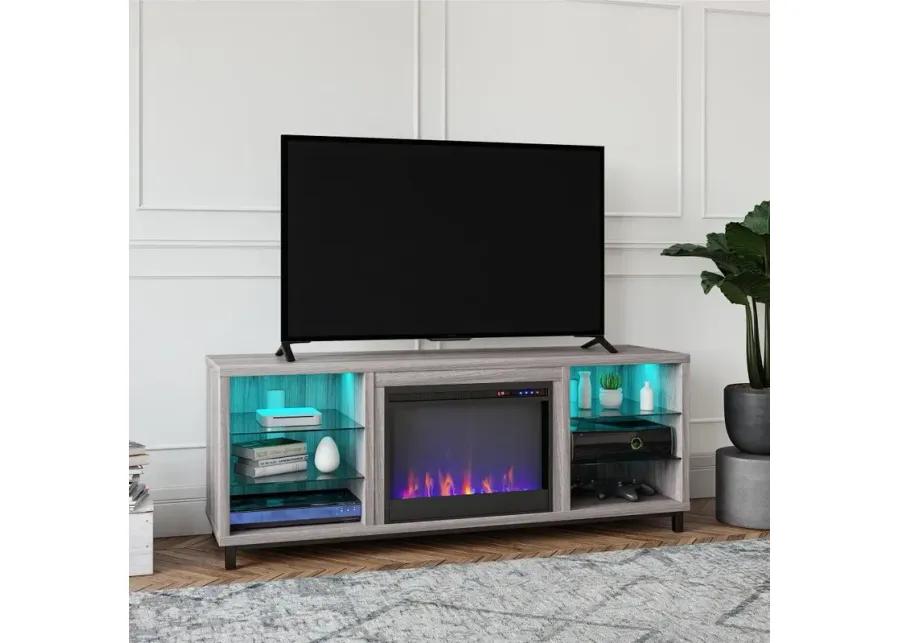 Lumina Modern Light Walnut Deluxe Fireplace TV Stand