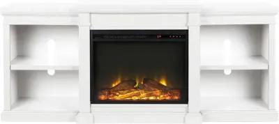 Manchester Transitional White Electric Fireplace TV Stand