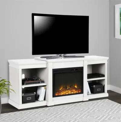 Manchester Transitional White Electric Fireplace TV Stand