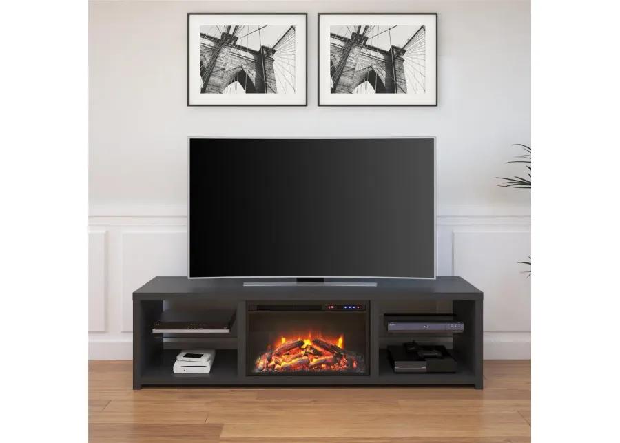 Harrison Black 70" TV Stand with Fireplace