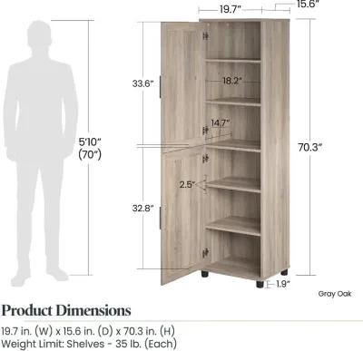 Dwyer Gray Oak 2 Door Kitchen Pantry Cabinet