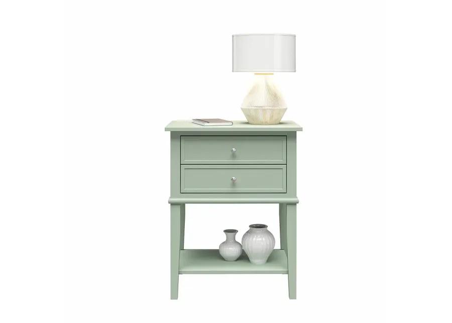 Franklin Light Green Accent Table with 2 Drawers