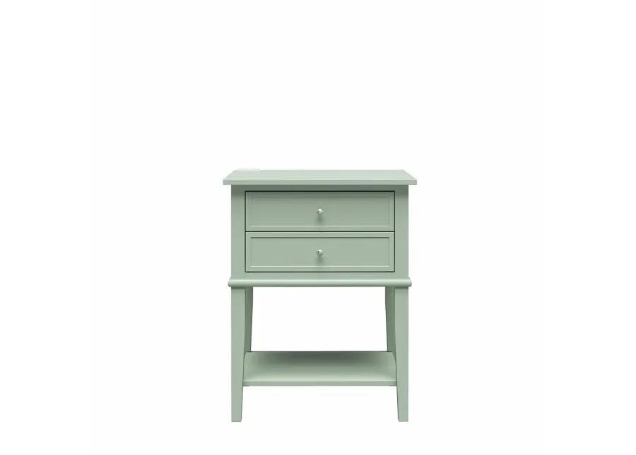 Franklin Light Green Accent Table with 2 Drawers