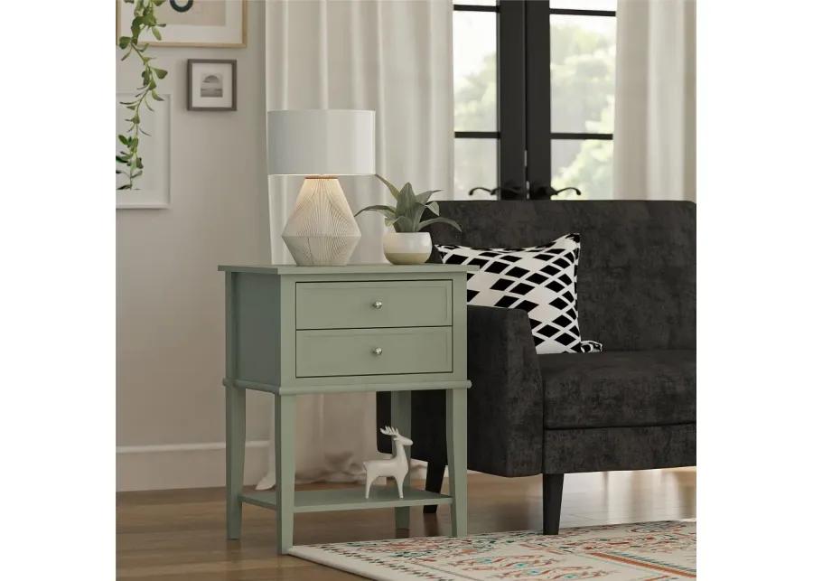 Franklin Light Green Accent Table with 2 Drawers