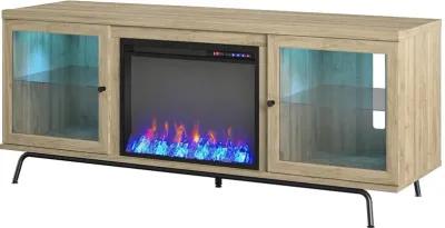 Sydney View Light Brown 70" TV Stand with Fireplace