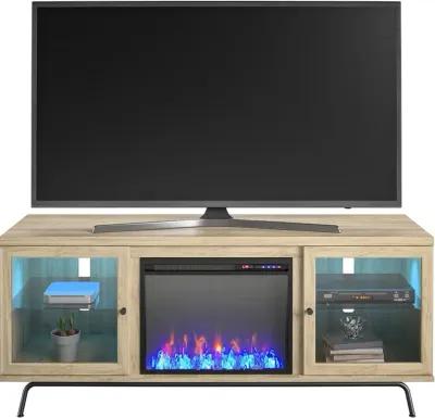 Sydney View Light Brown 70" TV Stand with Fireplace