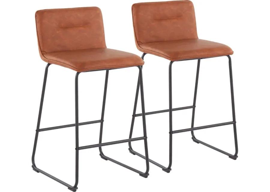 Casper Faux Leather Brown Counter Stool (Set of 2)