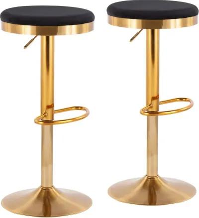 Dakota Gold and Black Adjustable Bar Stool