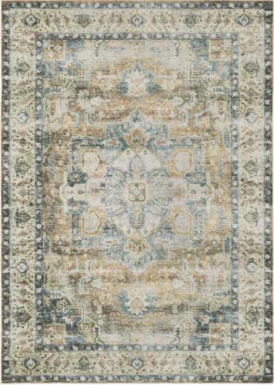 Charleston 2 x 3 Blue and Gold Washable Area Rug