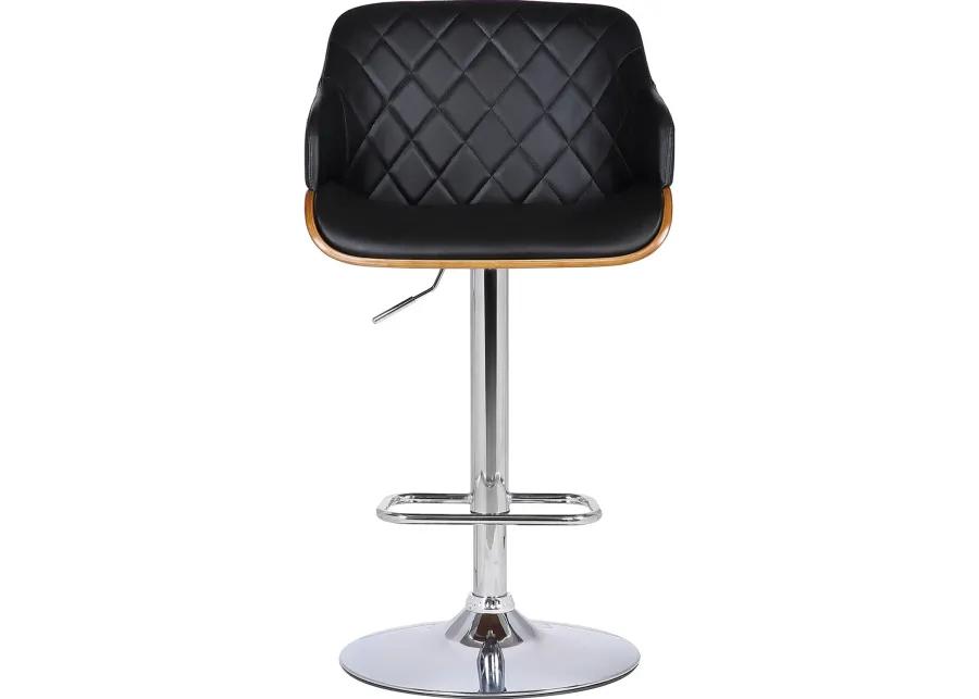 Boston Black and Chrome Adjustable Bar Stool