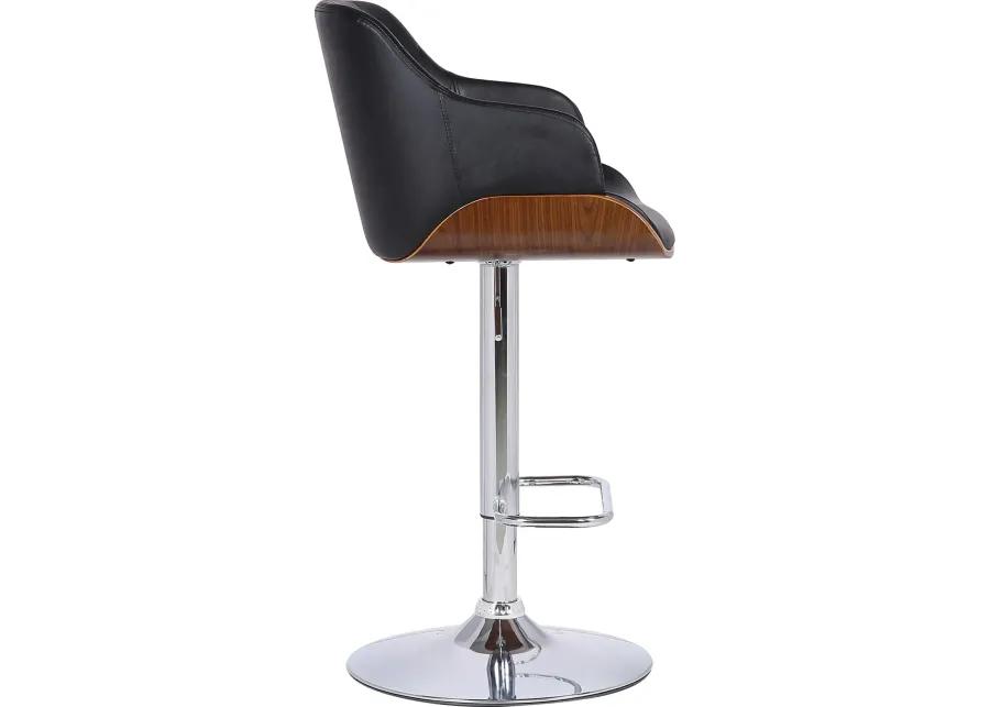 Boston Black and Chrome Adjustable Bar Stool