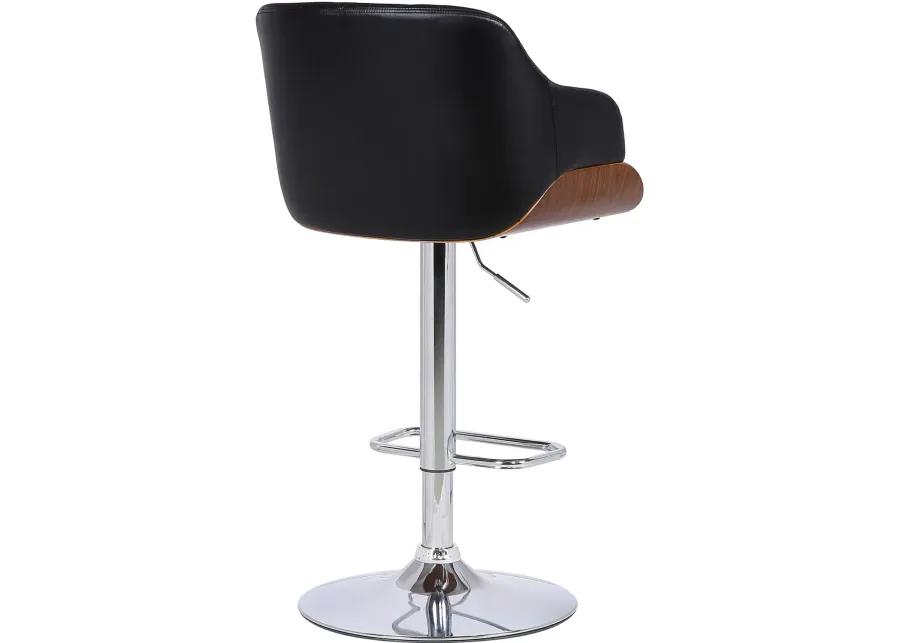 Boston Black and Chrome Adjustable Bar Stool