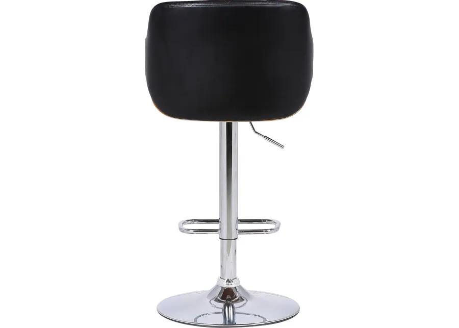 Boston Black and Chrome Adjustable Bar Stool