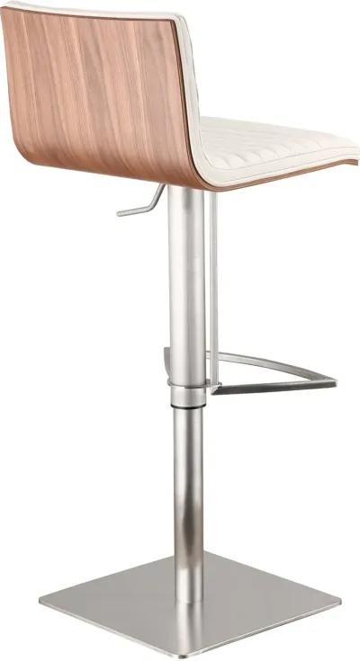 Caf White and Chrome Adjustable Height Bar Stool