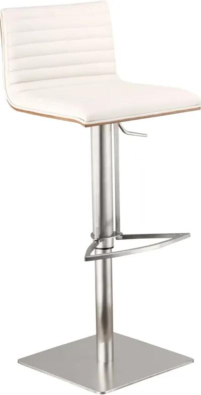 Caf White and Chrome Adjustable Height Bar Stool