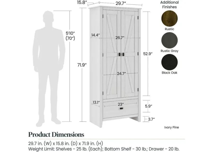 Farmington White 30" Wide Storage Cabinet