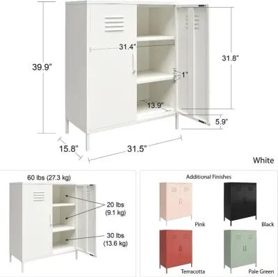 Mission White 2 Door Metal Locker Storage Cabinet