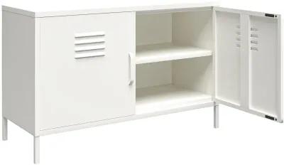 Mission White 2 Door Metal Locker Accent Cabinet