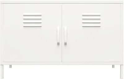 Mission White 2 Door Metal Locker Accent Cabinet