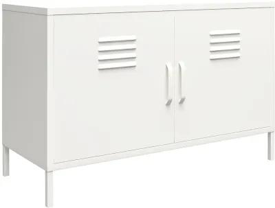 Mission White 2 Door Metal Locker Accent Cabinet