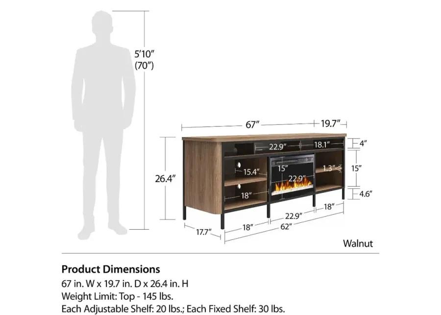 Danton Brown 75" Electric Fireplace TV Stand