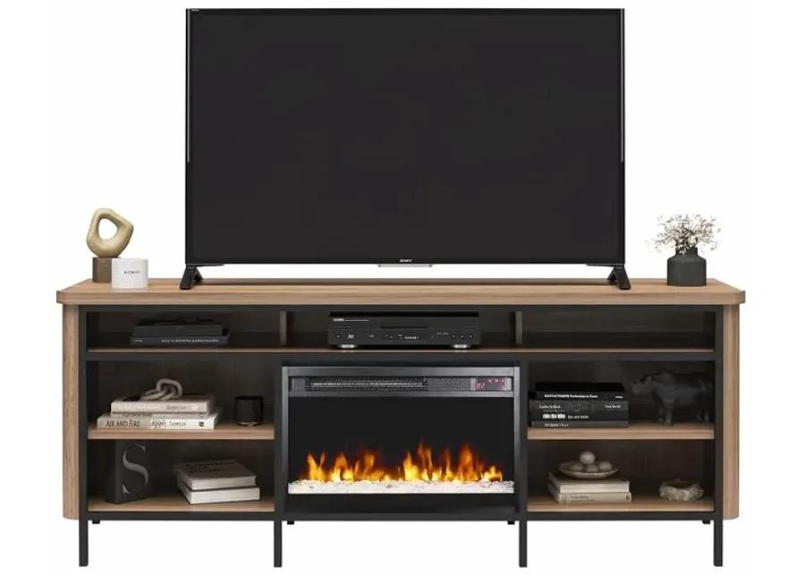 Danton Brown 75" Electric Fireplace TV Stand