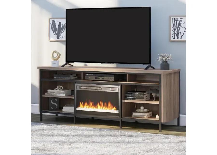 Danton Brown 75" Electric Fireplace TV Stand